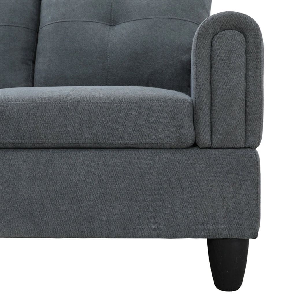 Gray Flannel Sectional Sofa with Storage Ottoman N796496