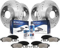 Front & Rear Drilled & Slotted Rotors with Ceramic Pads Brake Kit S899