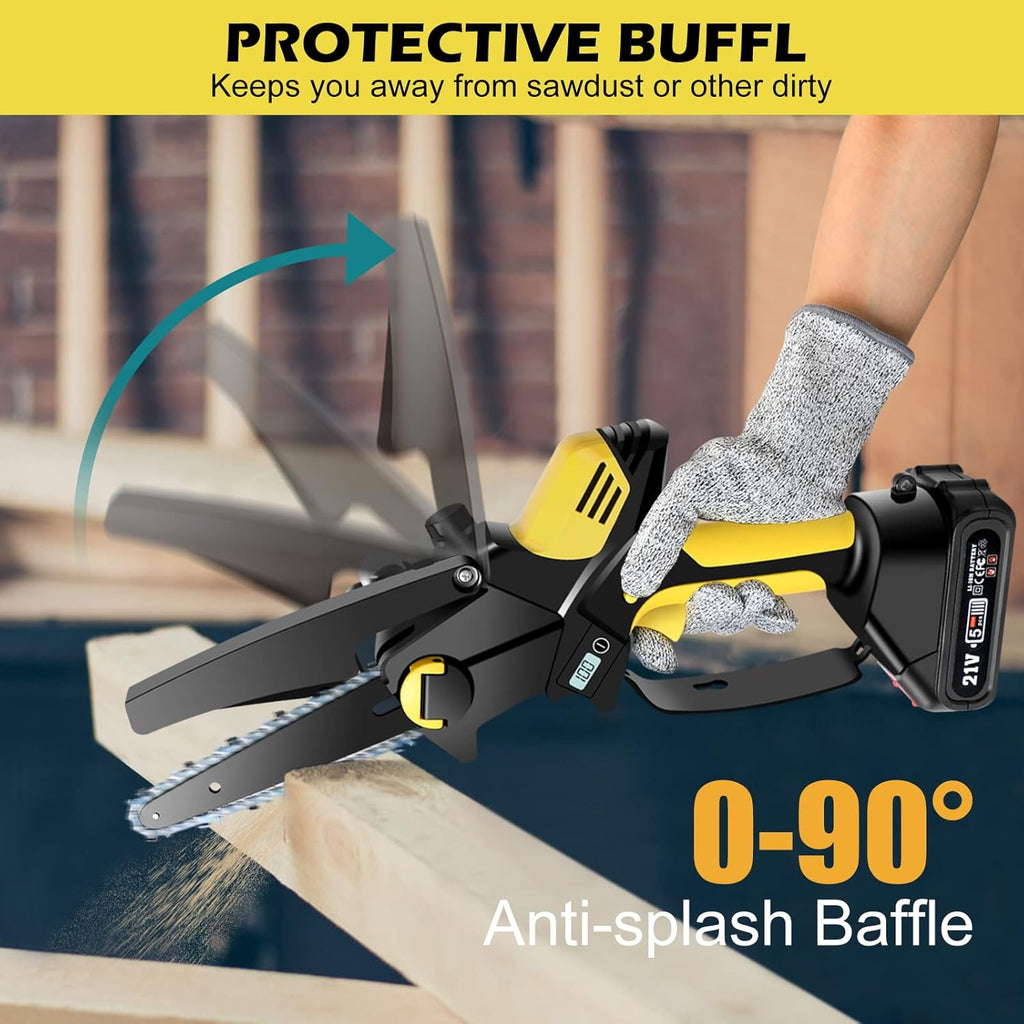 6 Inch Cordless Electric Chainsaw 21V 2.0Ah with Oil System and Safety Lock, Pack of 2 I9906