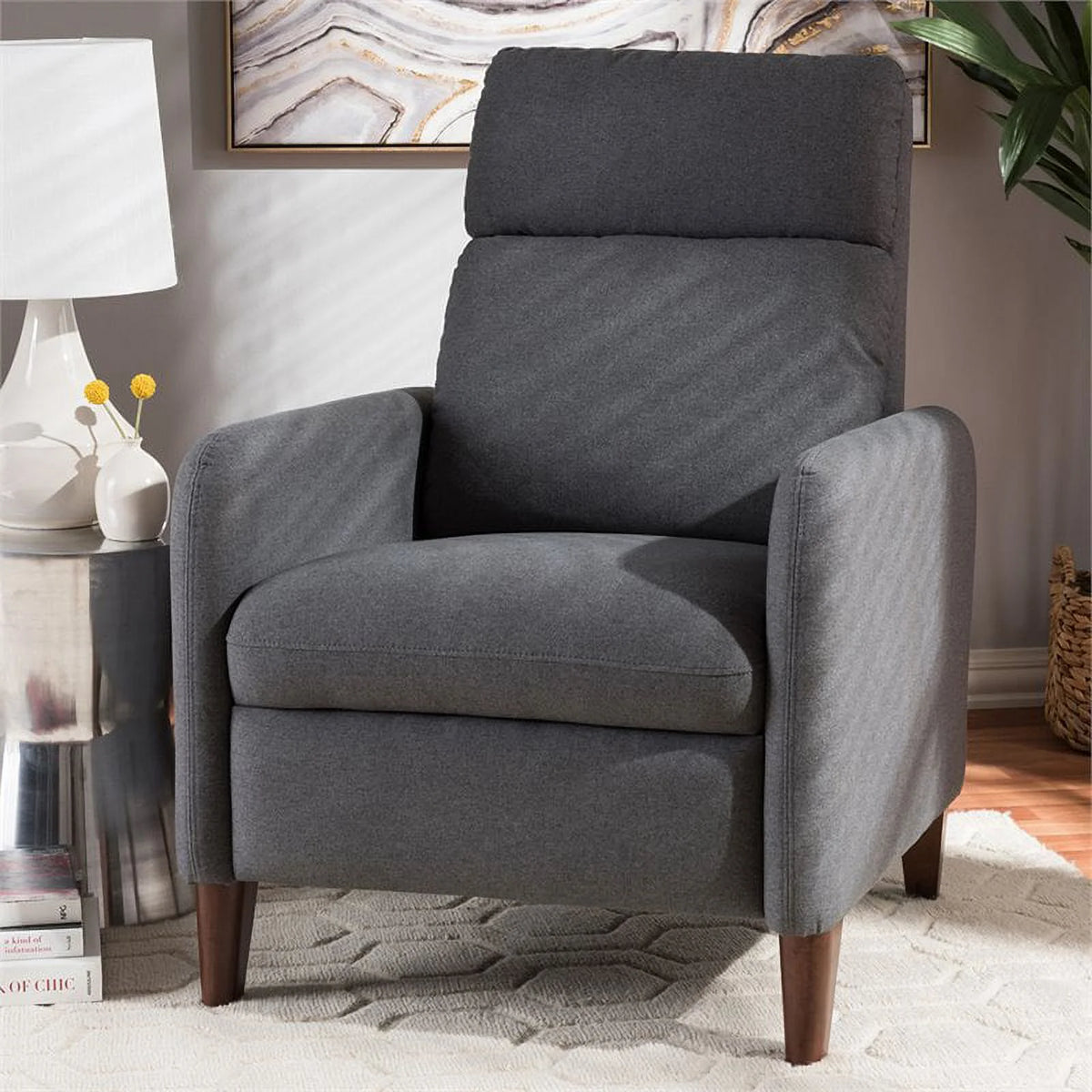 Gray and Walnut Recliner X42178