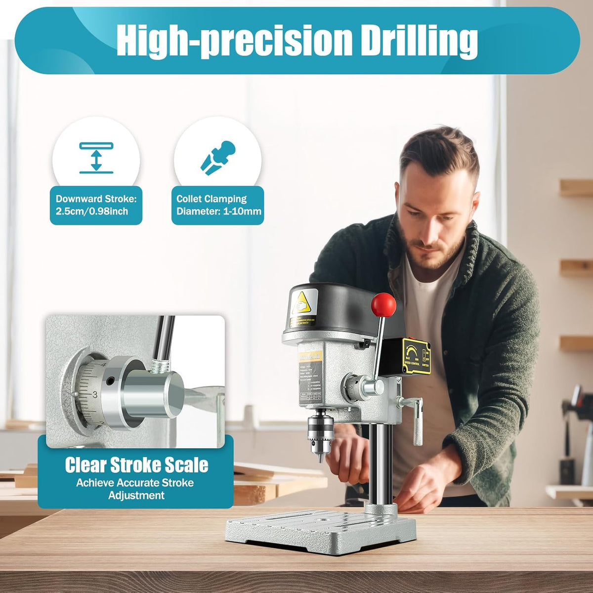 3-Speed Adjustable Benchtop Drill Press C700830