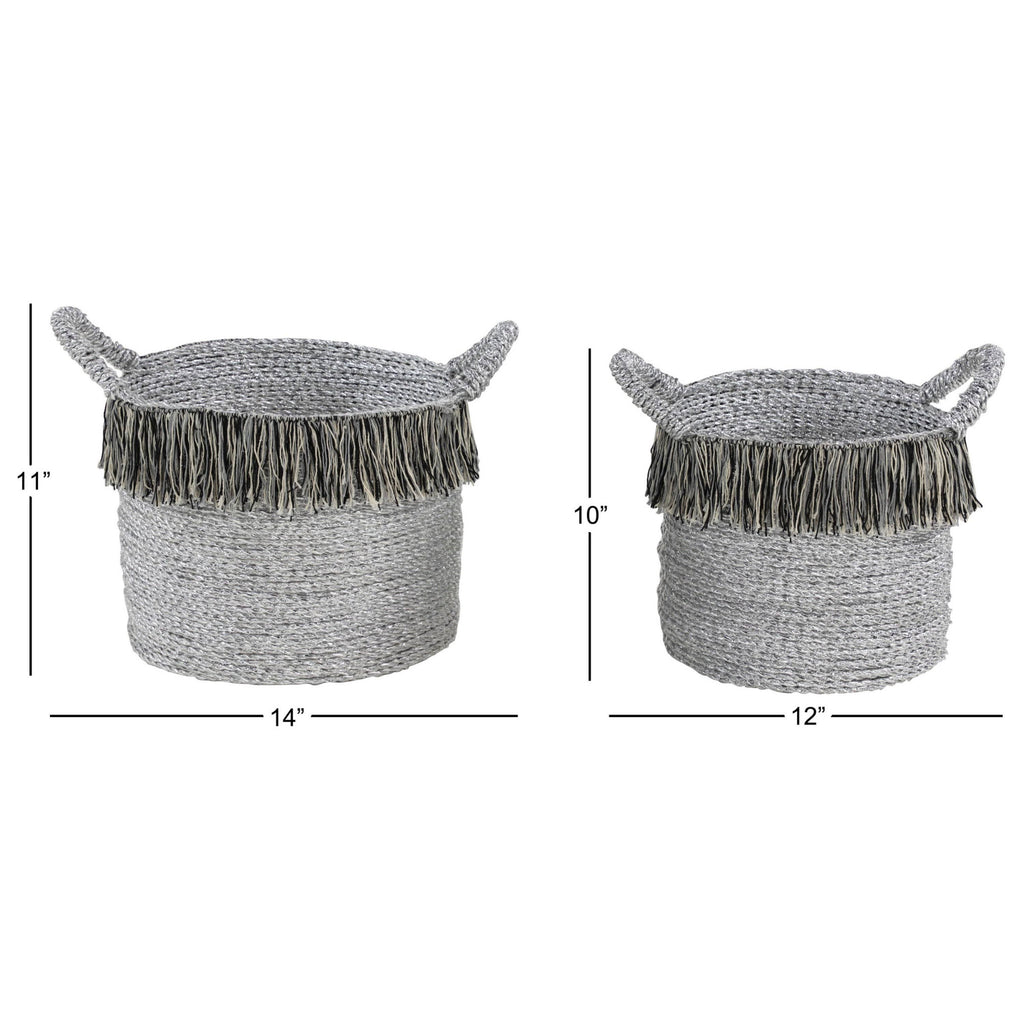 Round Silver Aluminum Foil Storage Baskets Set of 2 J97446