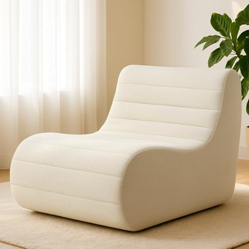 White Memory Foam Bean Bag Chair T308268