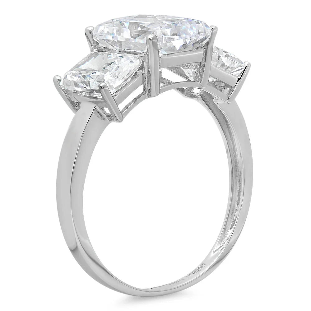 18K White Gold Three-Stone Diamond Engagement Ring X483