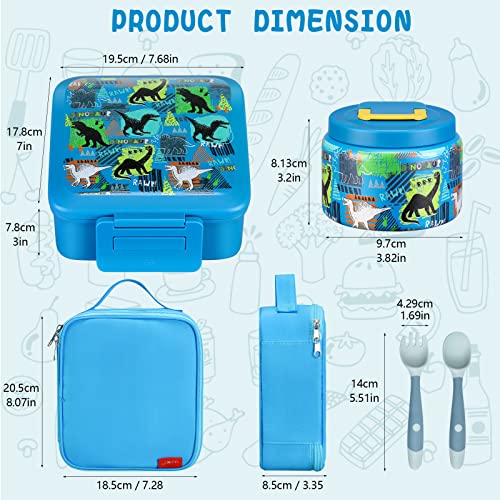 Bento Lunch Box with 8oz Soup Thermo, 5 Compartment, Thermo Food Jar and Lunch Bag F795