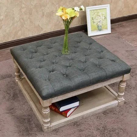 Gray Fabric Tufted Ottoman N468486
