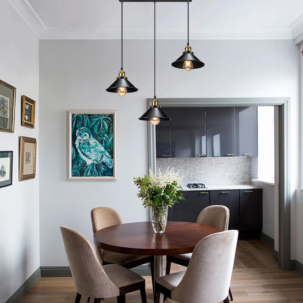 3-Light Black Metal Cage Pendant Light Fixture U186