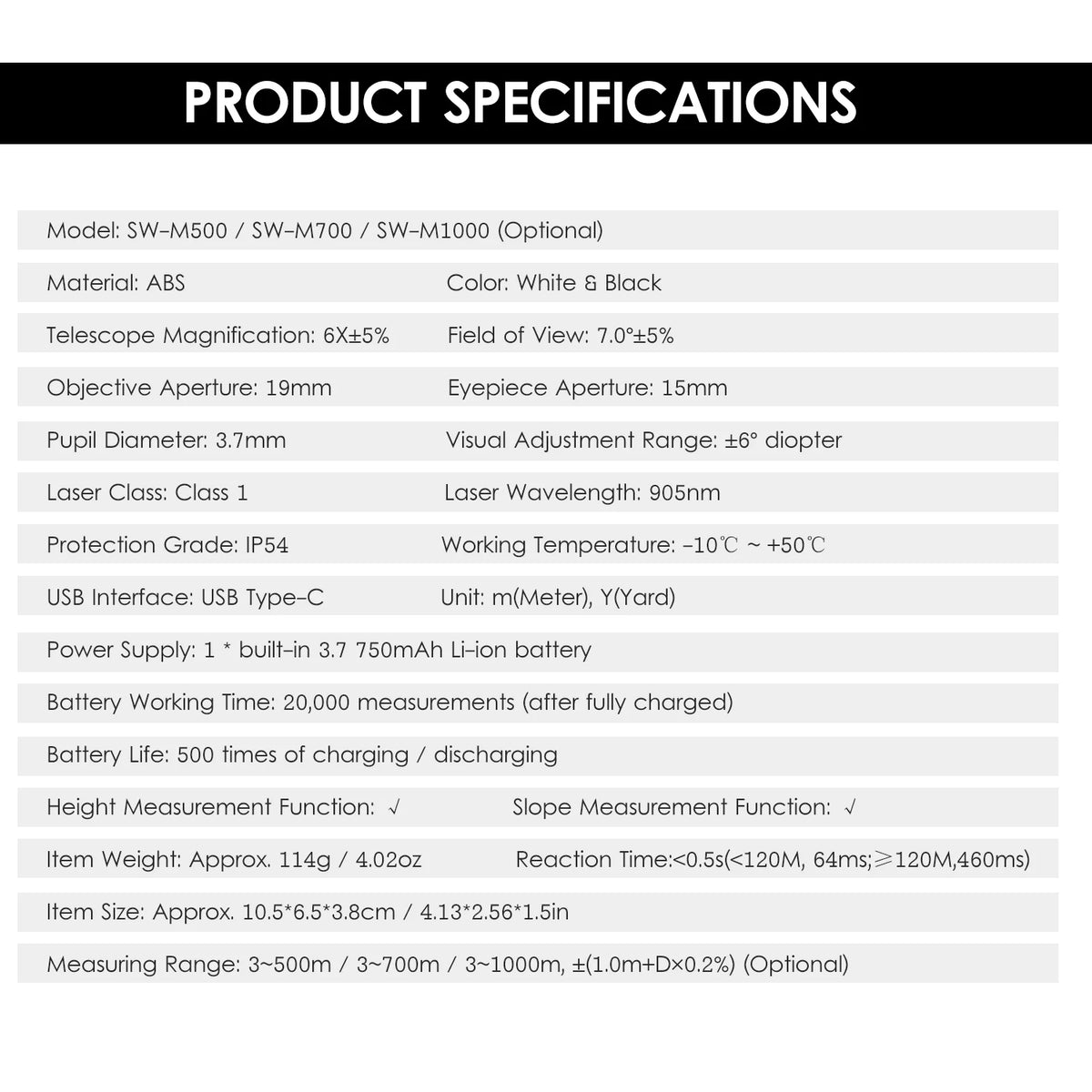 Handheld Rangefinder With Trajectory Compensation T5406