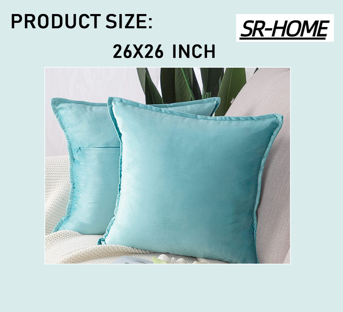 Set of 2 Super Soft Velvet Decorative Throw Pillow Covers Square with Fringe Cushion Case J18231