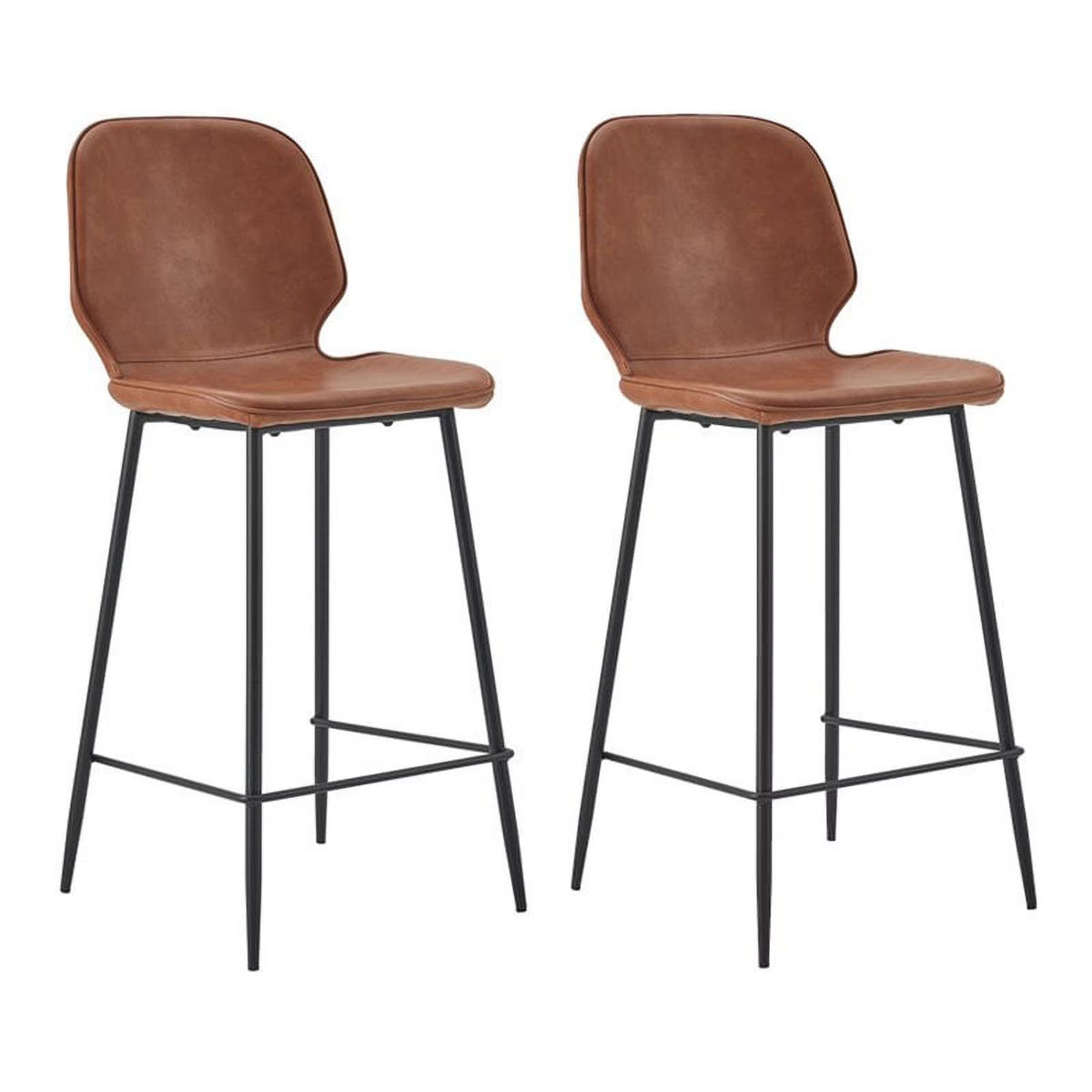 26" Faux Leather Counter Stools (Set of 2) A188