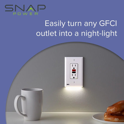 2 Pack Black GFCI Outlet Wall Plate with LED Night Light S637373