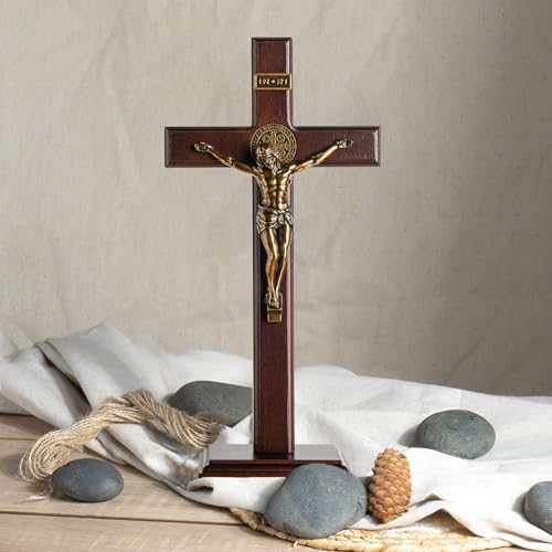 Wooden Crucifix Cross with Detachable Stand 10 Inch F34918