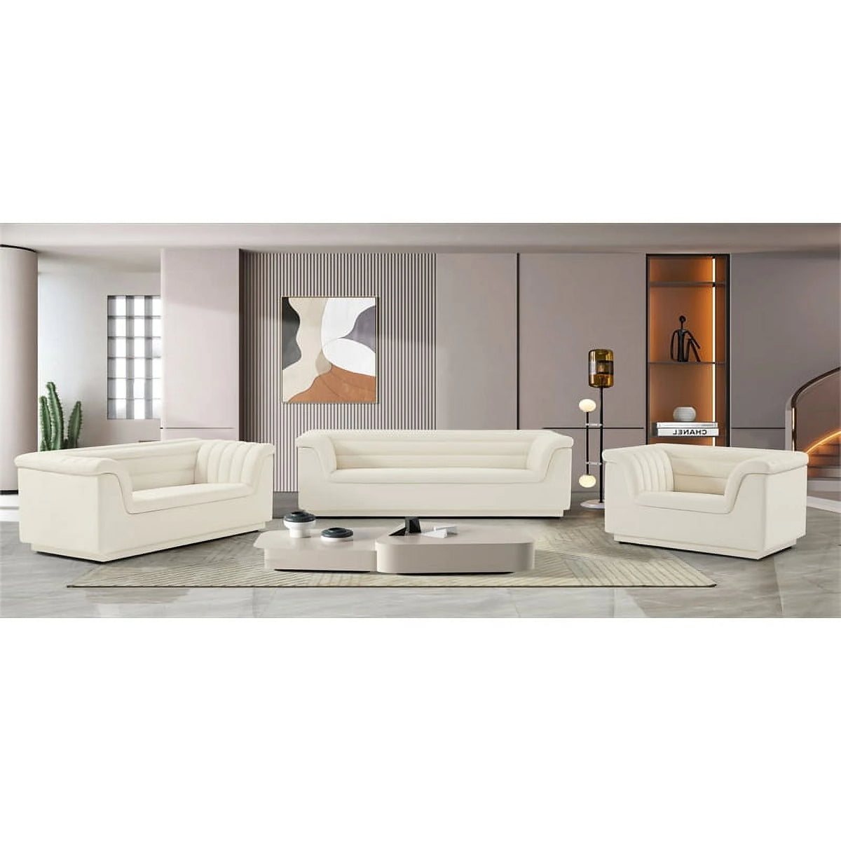Cream Velvet Loveseat L883