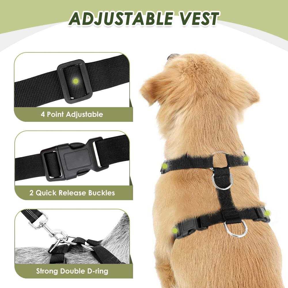 Dog Car Harness Seat Belt Set Adjustable Mesh Breathable V4174