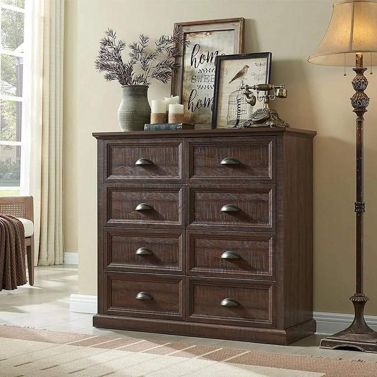White 8 Drawer Wood Dresser F8299