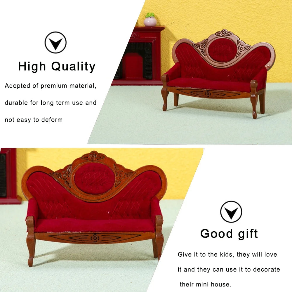 Walnut Color Dollhouse Miniature Sofa O777582