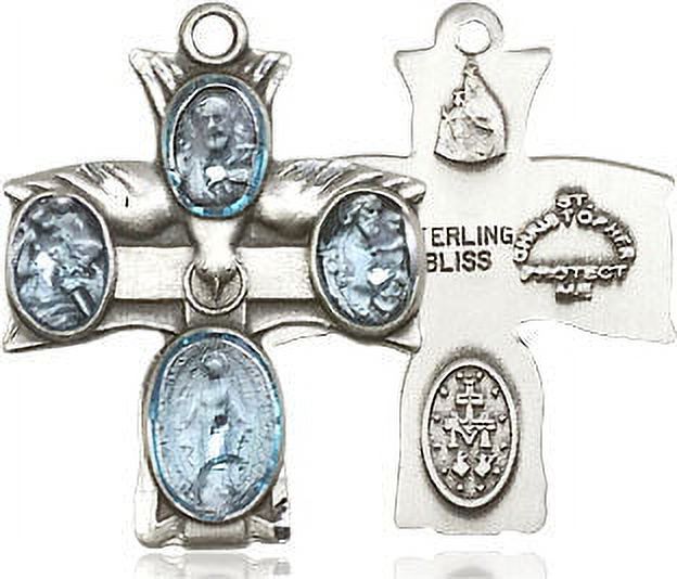 Medium Sterling Silver Catholic 4-Way Cross Medal G97259