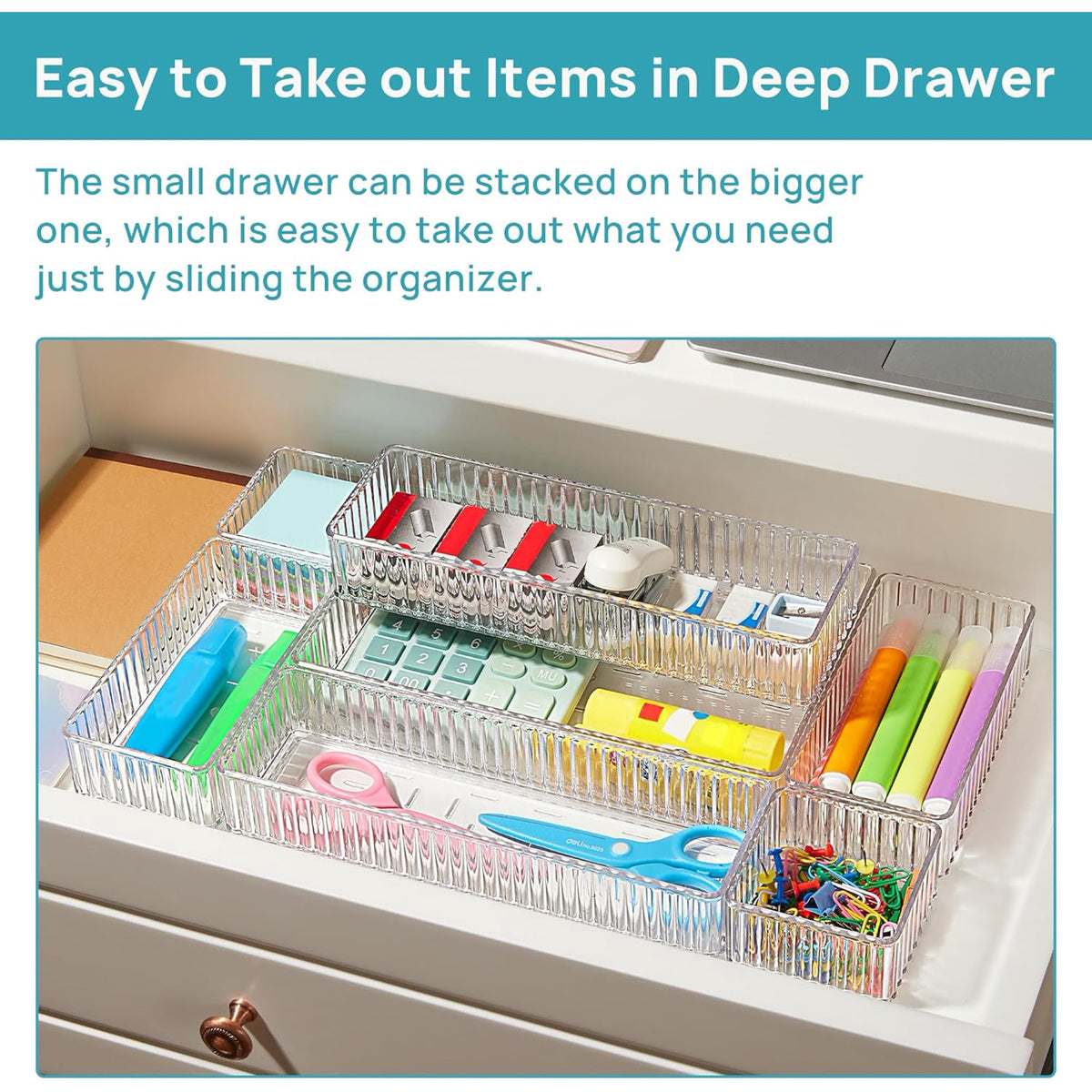 7 PCS Clear Acrylic Drawer Organizer Bins F632470