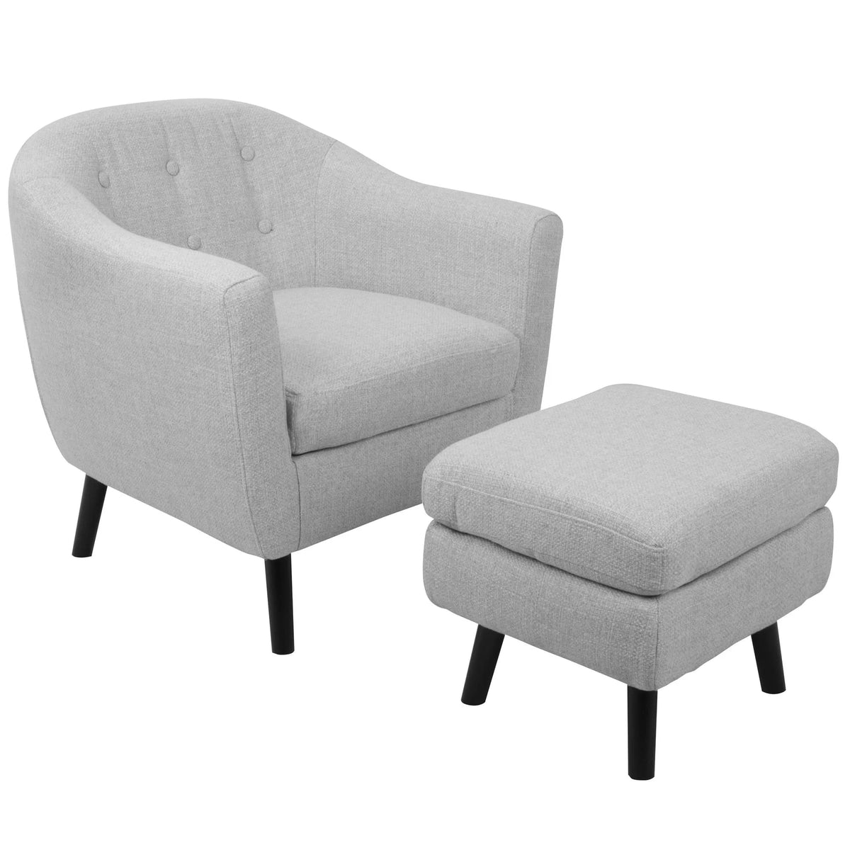 Light Gray Accent Chair and Ottoman Set S407
