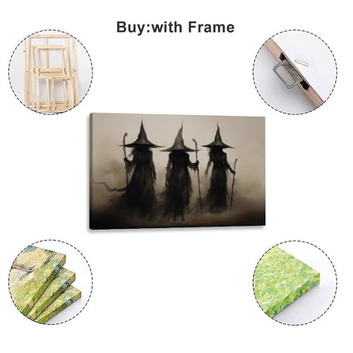 Halloween Wall Art Print Three Witches In The Forest Canvas 24x36inch Unframed M94296