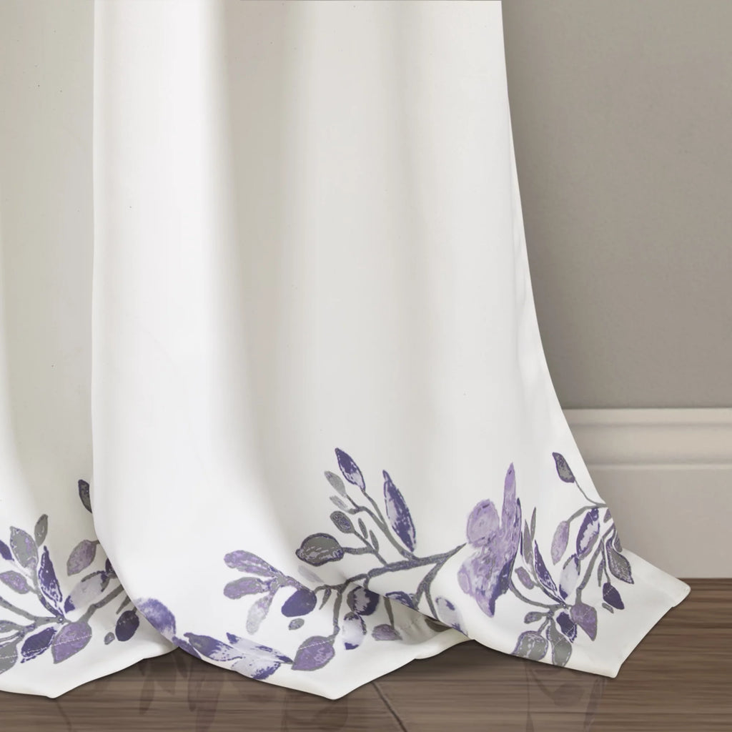 Purple Floral Room Darkening Window Panel 2-Pc Set Q42269