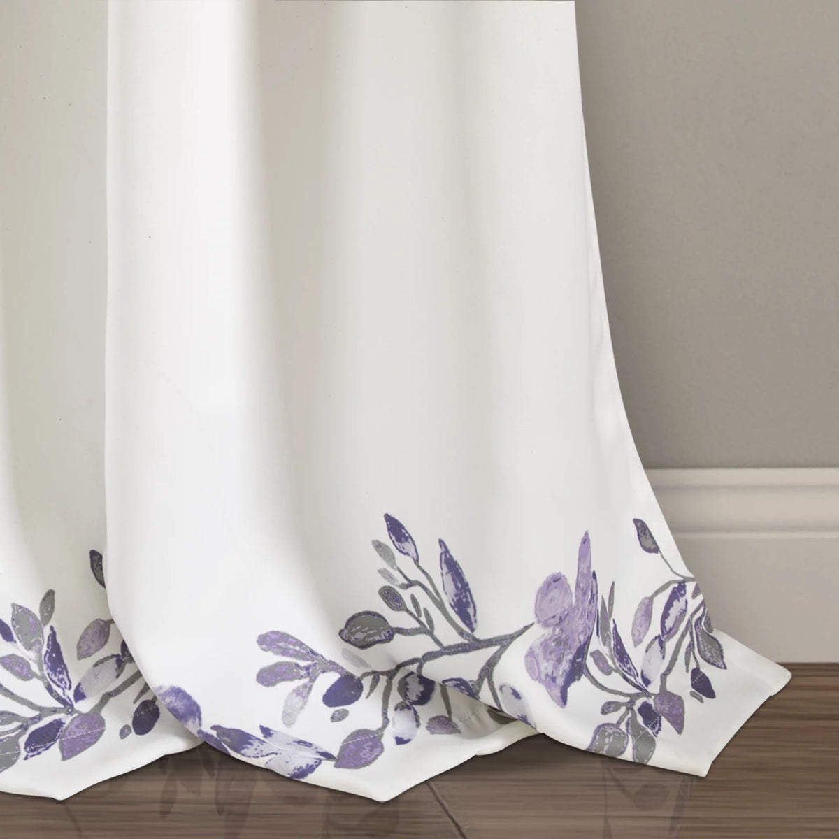 Purple Floral Room Darkening Window Panel 2-Pc Set Q42269