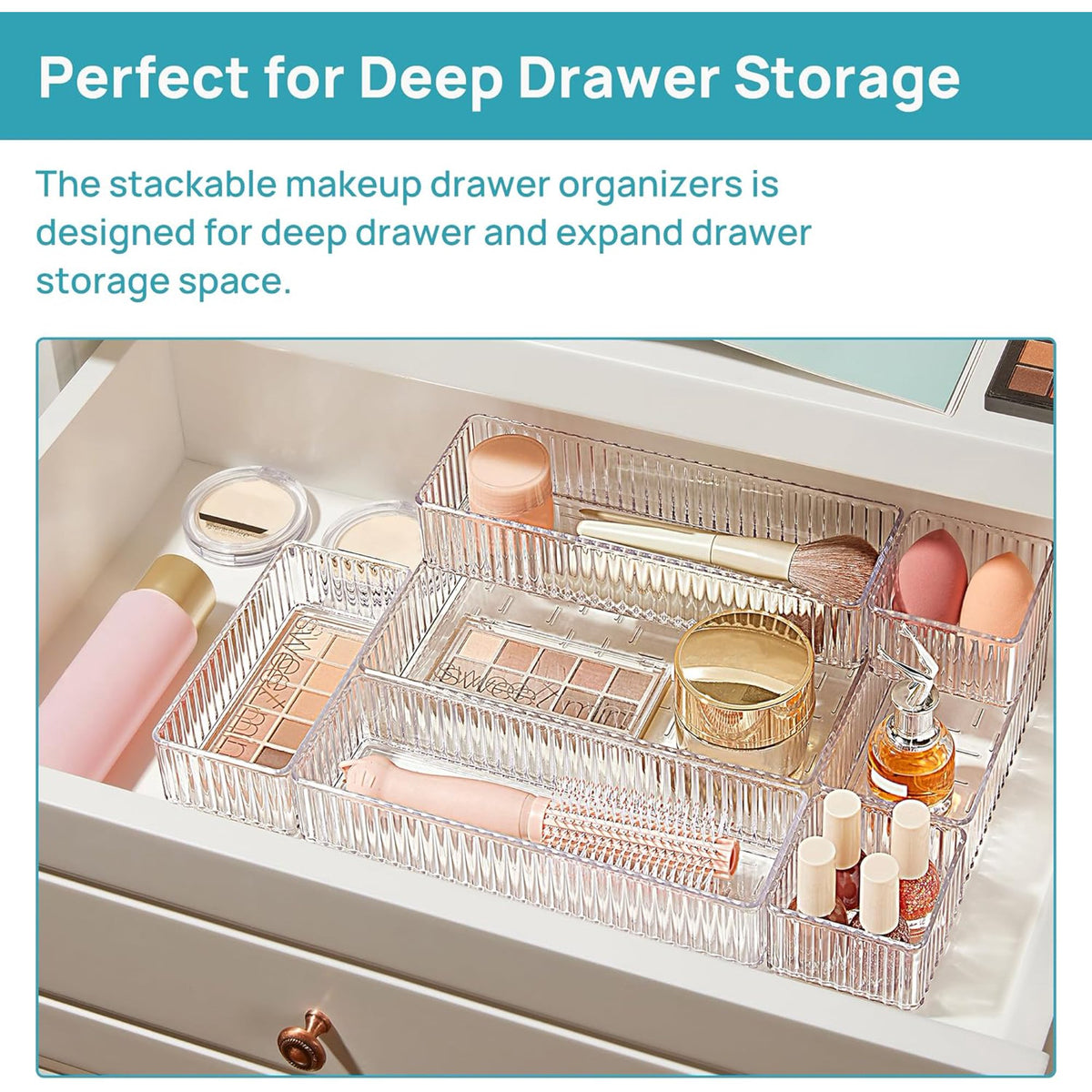 7 PCS Clear Acrylic Drawer Organizer Bins F632470