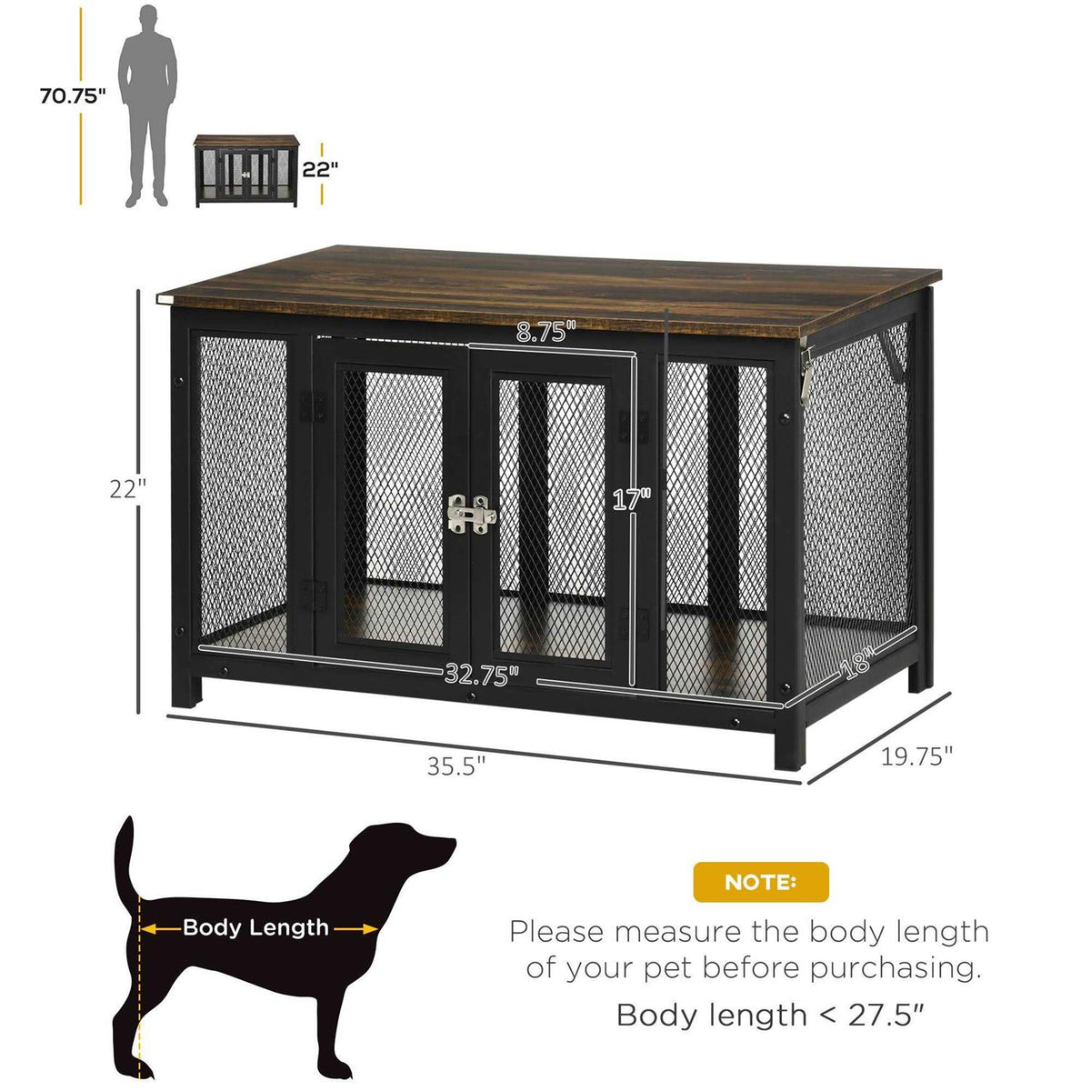 Furniture Style Dog Crate with Openable Top L250