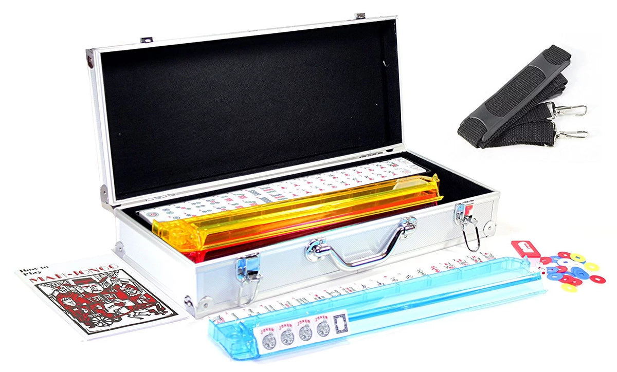 American Mahjong Set with 4 RACKS in Aluminum Case 166 Tiles H963