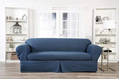 Blue Cotton Denim Sofa Slipcover Q745647