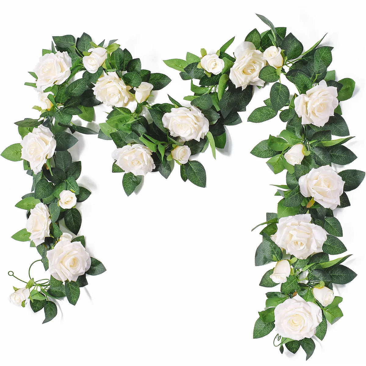 3 Pack 19.68FT Artificial Flower Garland White Roses O334318