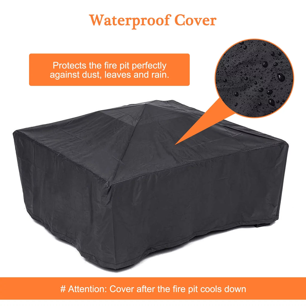 32 inch Square Metal Fire Pit Table with Cover D350