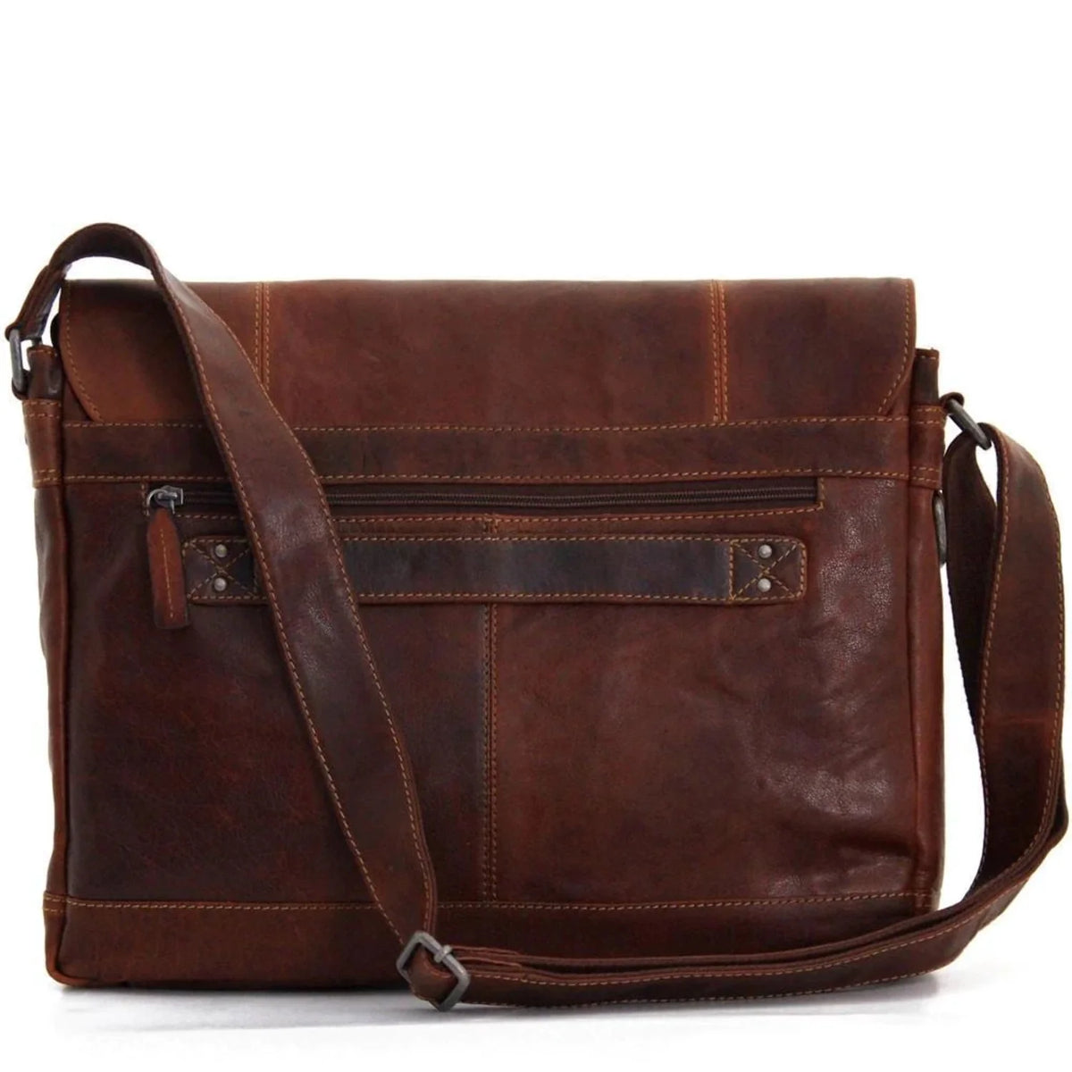 Honey Hand-Stained Buffalo Leather Messenger Bag X531542