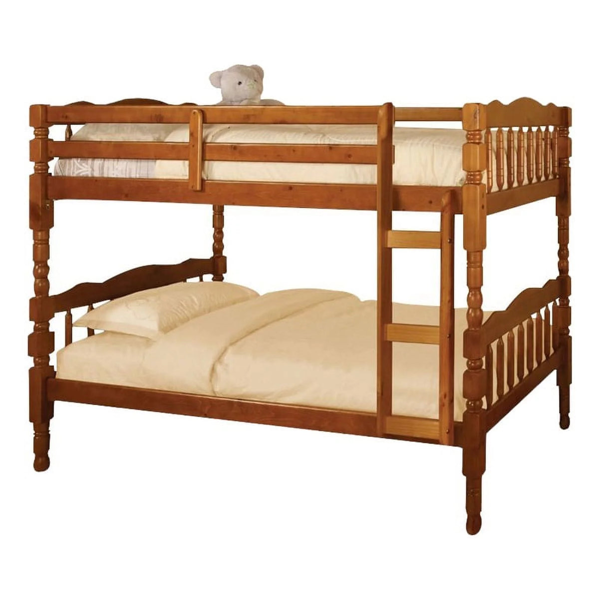 Solid Wood Twin Over Twin Bunk Bed in Oak N44970