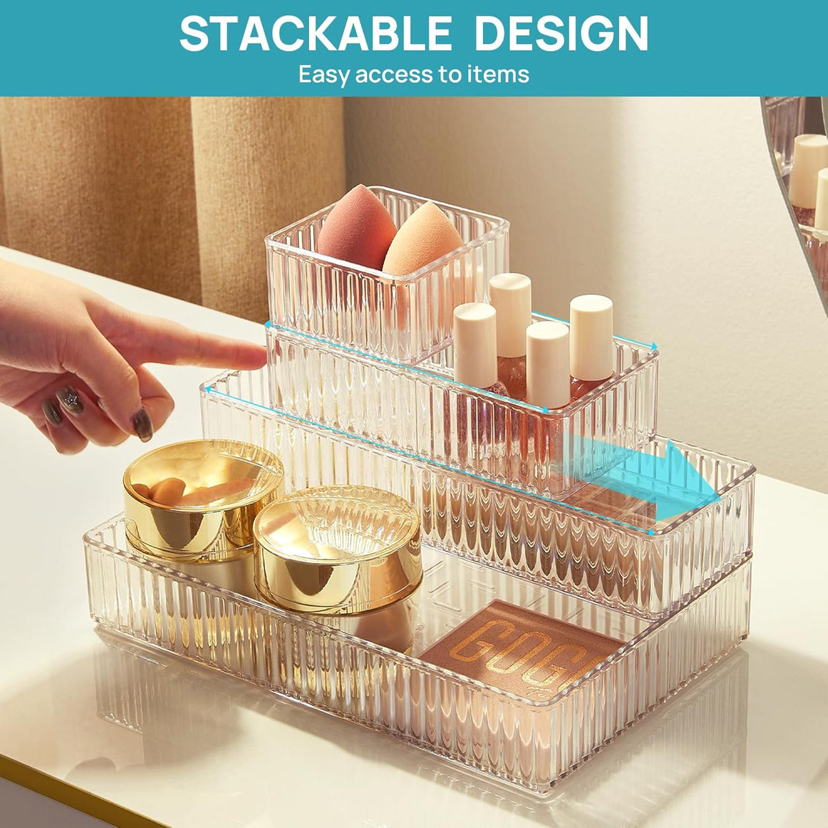 7 PCS Clear Acrylic Drawer Organizer Bins F632470