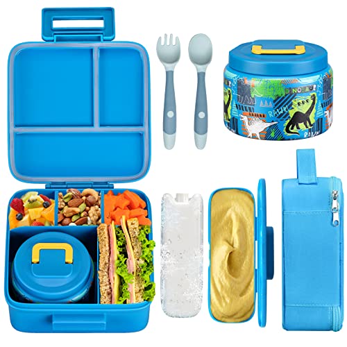 Bento Lunch Box with 8oz Soup Thermo, 5 Compartment, Thermo Food Jar and Lunch Bag F795