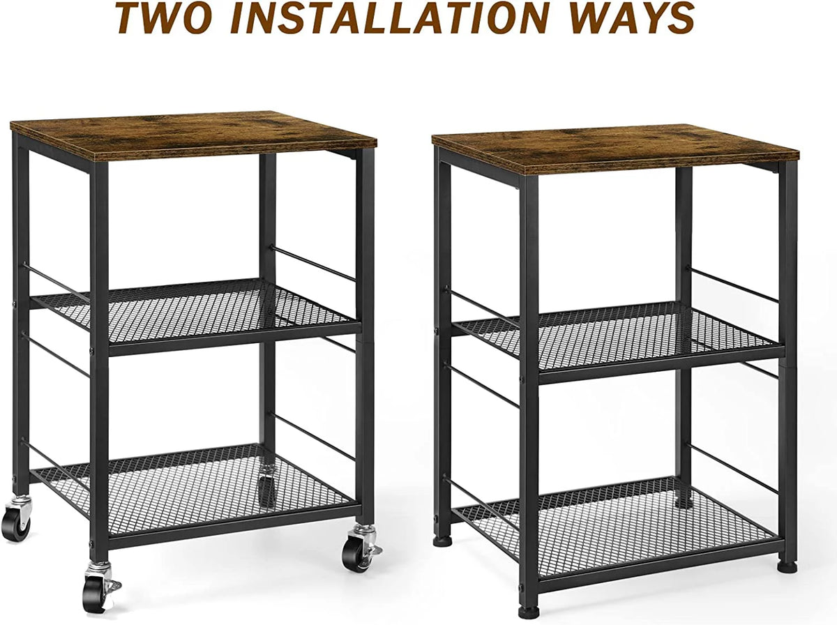 3 Tier Rustic Brown Nightstand End Table I41110