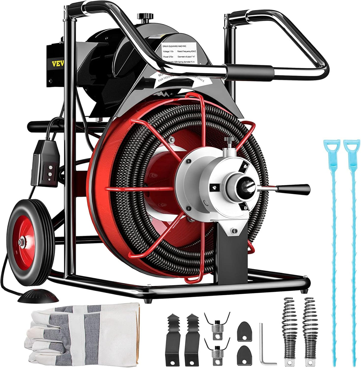 100 Ft x 3/8 Inch Open Drain Cleaning Machine W4816