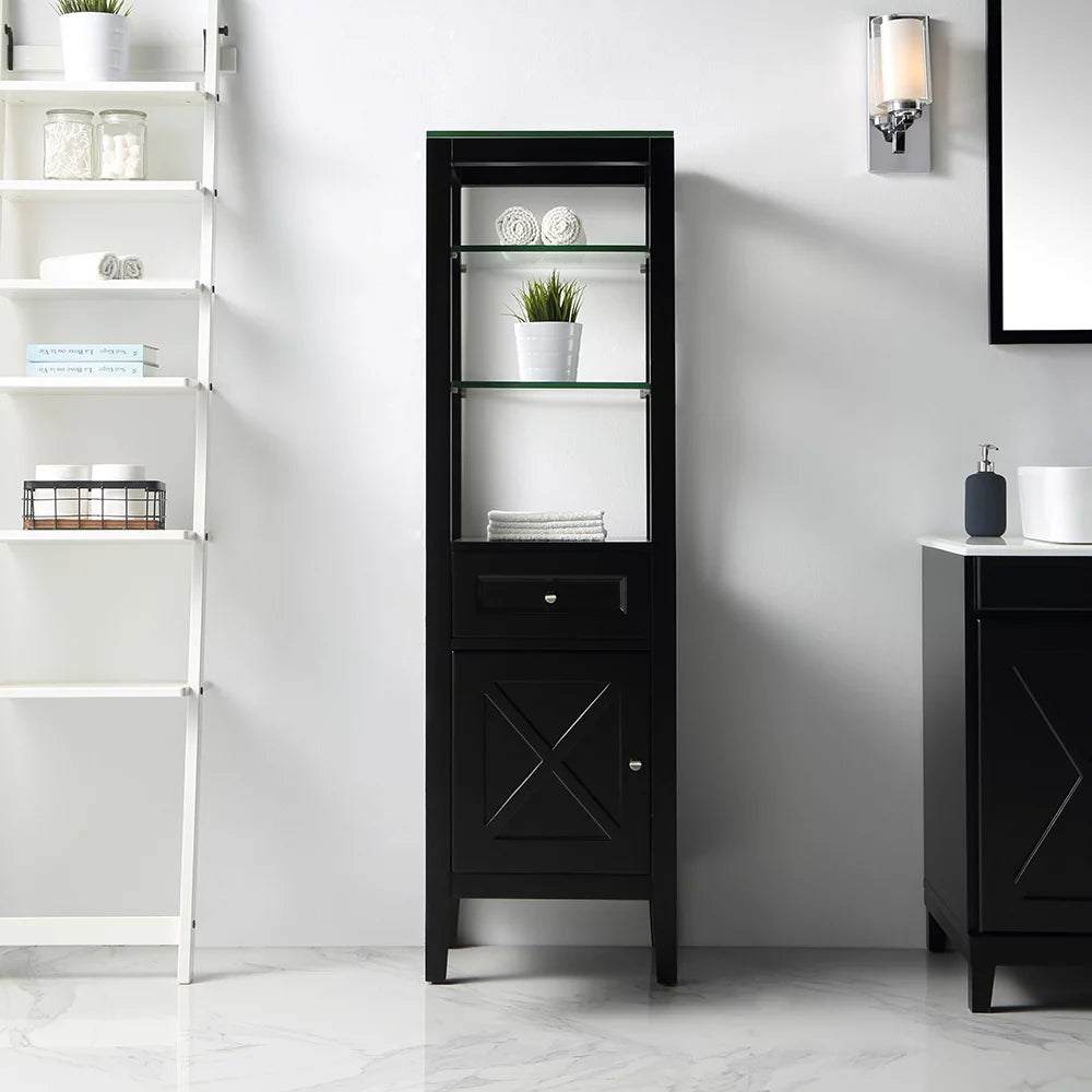 18 in W x 14 in D Espresso Bathroom Linen Cabinet Y859