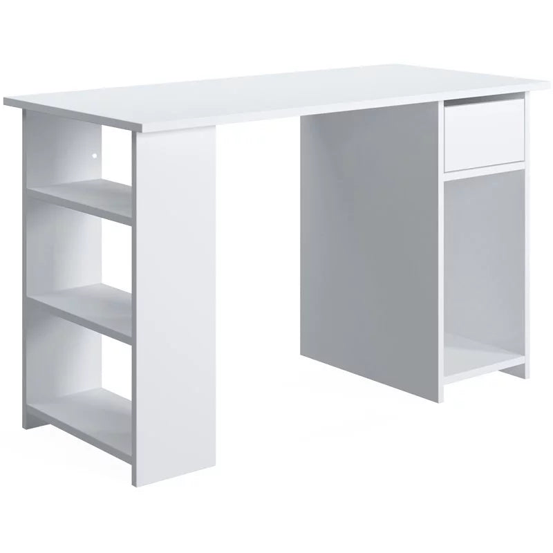 White MDF and Engineered Wood Office Desk with Storage R63966