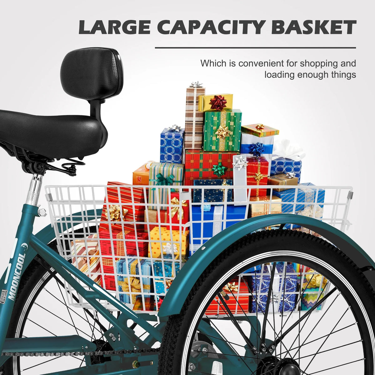 Tricycle 20" Wheels 7-Speed 3 Wheels Bike with Basket U8294