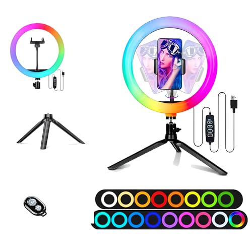 10" Selfie Ring Light with 4" Desktop Tripod Stand & Phone Holder E447