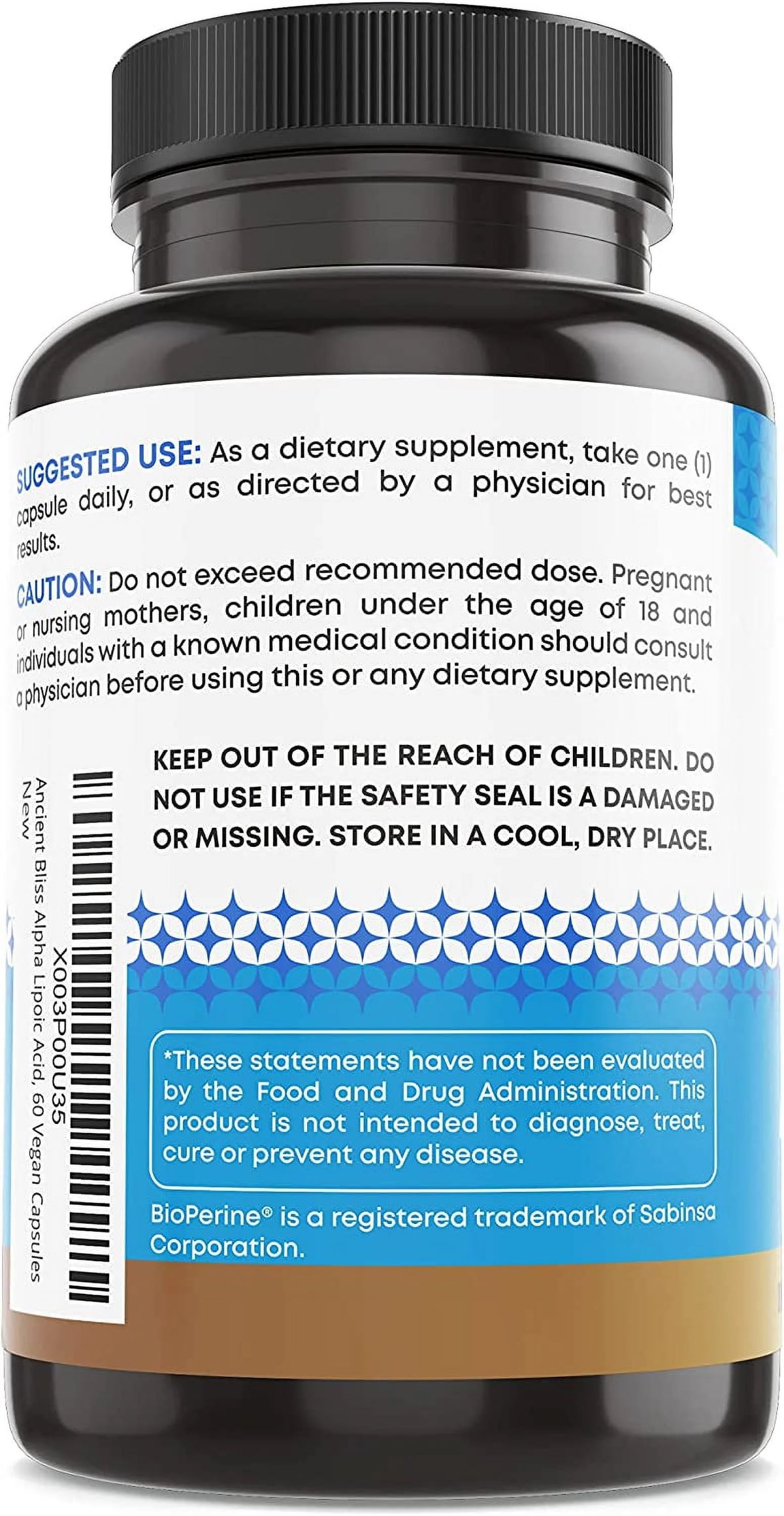 Alpha Lipoic Acid Supplement 600mg 60 Vegan Capsules B465108