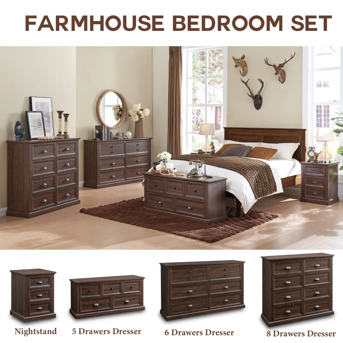 White 8 Drawer Wood Dresser F8299