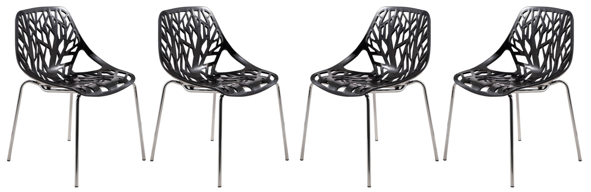 Set of 4 Black Dining Chair with Chromed Legs M64657