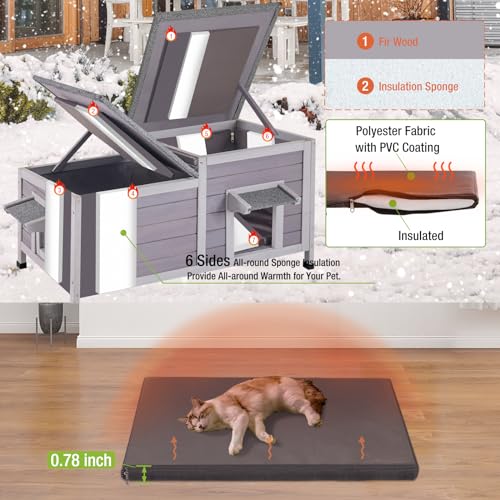 Large Weatherproof Insulated Outdoor Cat House with Liner D27153