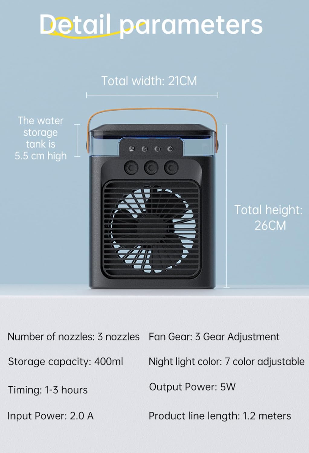 Mini Air Cooler Portable Air Conditioner Evaporative Air Cooler Cordless Desktop Cooling Fan D6132