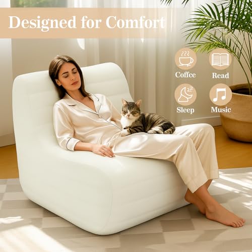 White Memory Foam Bean Bag Chair T308268
