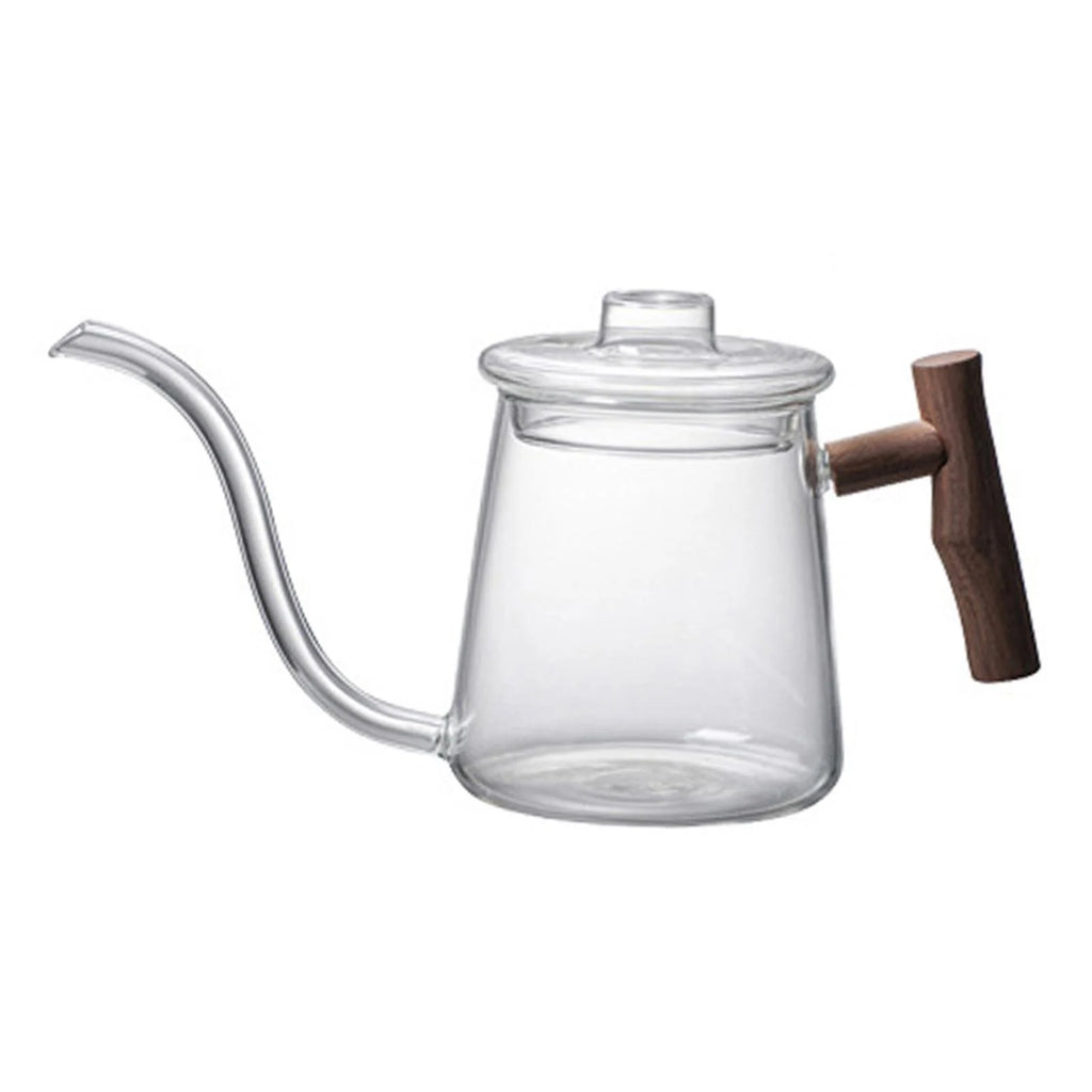 High Borosilicate Glass Gooseneck Kettle Wooden Handle 480ML O321885