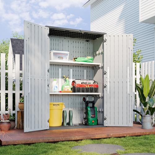 64 Cu.Ft Vertical Outdoor Storage Shed with Floor (White) X4156